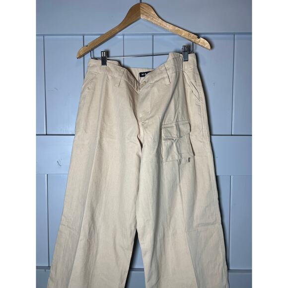 MOTEL Women's Wide Leg Cargo Pants, Size M, Khaki, NWT - Picture 2 of 6